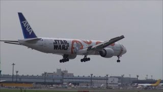 ◇ウインドシア10ノット・キャプテンの巧みなコントロールでタッチダウンパートⅡ◇スカンジナビアA340 ANA STARWARS アエロメヒコB787 アリタリアB777 EVAA330・成田空港・n