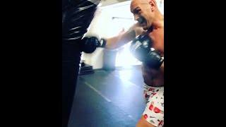 WATCH TYSON FURY BUST UP HEAVY BAG WITH THUDDING SHOTS AS HE PREPARES FOR ANTHONY JOSHUA!