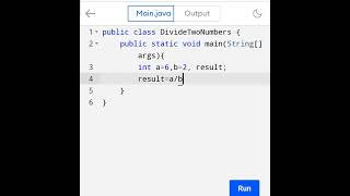 Division of two numbers using Java programming #short #shorts #Studywithraj