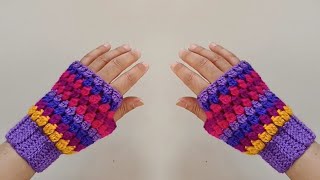 crochet fingerless gloves ,fingerless gloves crochet -tutorial- , how to  crochet fingerless gloves