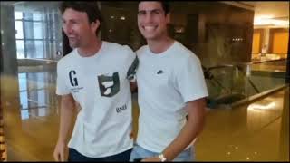 Carlos Alcaraz hugs his coach Juan Carlos Ferrero in Miami