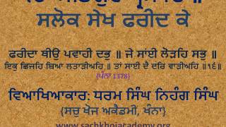 016 of 130 Salok Sekh Fareed Jee ਫਰੀਦਾ ਥੀਉ ਪਵਾਹੀ ਦਭੁ ॥ #DSNS