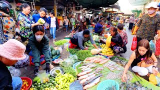 Olympic Market in Phnom Penh - Fish, Shrimp, Fruit, Egg, Meat, \u0026 More - Cambodia Food Market Tour