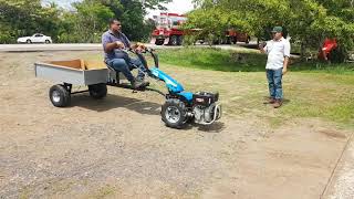 Probando motocultor BCS 740 PS con remolque de 400 kg. de capacidad en ORSESA La Mata, Veraguas