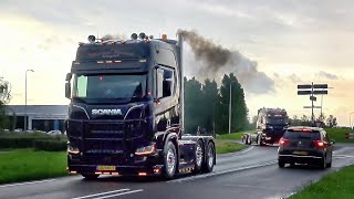 Truckshow Nederhemert 2024 with Scania V8, L6, DAF & Volvo open pipes sound