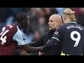 pep guardiola confronts amadou onana after aston villa beat manchester city during premier league