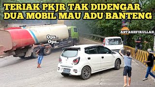 TERIAK PKJR TAK DIDENGAR DUA MOBIL MAU ADU BANTENG