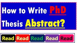 Writing  Abstract: PhD Thesis Writing Skills