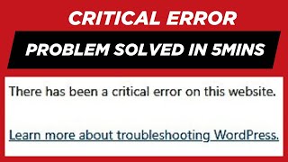 There has been a critical error on this website solved in 5 minutes.