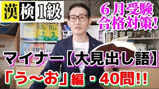 漢検１級対策! マイナー【大見出し語】う～お編・厳選４０問!!