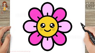 How to Draw a Cute Flower Easy for Kids and Toddlers