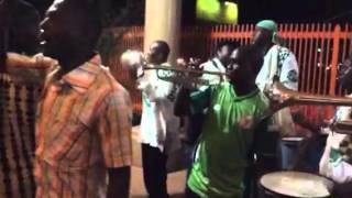 Super Eagles supporters club blaring trumpets in Ouagadogou