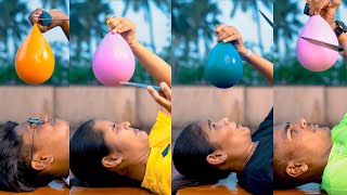 Water Balloon Cutting Challenge 😂💧 Face wash 🤣 #short #shorts