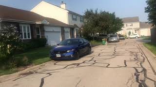 Morning walk in a suburban neighbourhood of Illinois USA