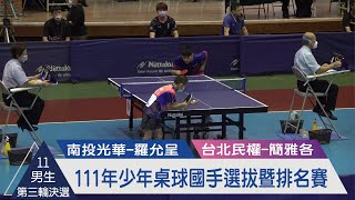 111年度少年桌球國手選拔暨排名賽 | 11歲男生組 | 第三輪 ( 236場次 ) 決選 | 南投光華 ( 羅允呈 ) VS 台北民權 ( 簡雅各 )