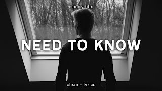 Doja Cat - Need To Know (Clean - Lyrics)