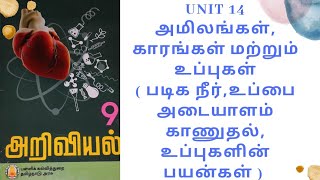 9th science unit 14 | படிக நீர்,உப்புகளை அடையாளம் காணுதல்,உப்புகளின் பயன்கள்