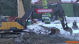 4K| Volvo EC300E Ripping And Digging In Frozen Ground