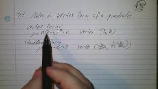 7 1 Notes on Quadratic Functions and one example