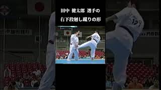 田中 健太郎 選手の綺麗な右下段廻し蹴りの形 #shorts #karate