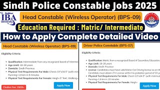 How to Apply Online for Sindh Police Head Constable \u0026 Driver Police Constable Jobs 2025 via STS