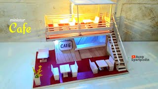 Miniatur Cafe | Kerajinan dari stik es krim | Cara membuat miniatur Cafe