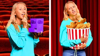 BEST WAYS TO SNEAK SNACKS! Sneak Food Into The Movies! Funny Situations and Food Pranks!