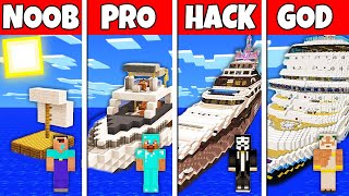 Minecraft Battle: NOOB vs PRO vs HACKER vs GOD! BOAT HOUSE BUILD CHALLENGE in Minecraft