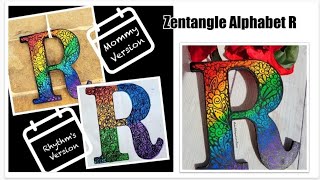 Zentangle design on a wooden Alphabet  | Painting on a Wooden Monogram