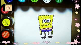 learn how to draw and paint spongebob / رسم و تلوين سبونج بوب