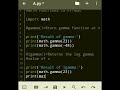 Math functions in #python #Part13  #gamma( )  #lgamma( )  #log1p( )  #ldexp( )