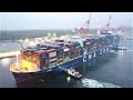 Aerial Views! Very Large Container Ship CMA CGM HERMES Inbound into Halifax, NS - PSA Atlantic Hub