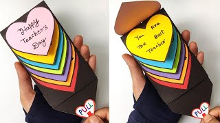 DIY - Happy Teacher's Day Special Card | Rainbow Water Fall Greeting Card | Pull me | Handmade card