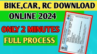 Bikes,Car, RC Download Online 2024//Vehicle Registration Certificate Download Online//Full Process