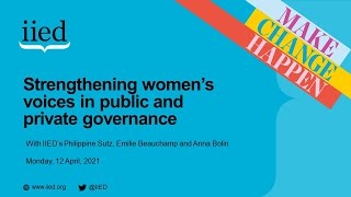 Strengthening women’s voices in public and private governance