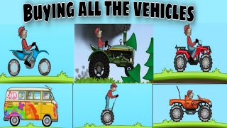 Unlocking All The Vehicles In Hill Climb Racing Game And Maxing Them |Spending 10 million Gold Coins