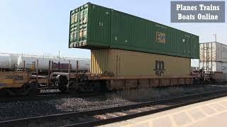 Canadian National \u0026 Union Pacific Led Train CN 148 - CN 5777 \u0026 UP 5455 Locomotives Intermodal Train