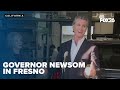 Gov. Newsom answering questions while in Fresno