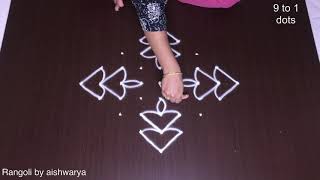 Very easy Sravanamasam muggulu 9x1dots | Amazing Friday Traditional Rangoli Simple kolam designs