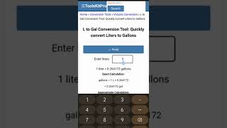Liter To Gallon Conversion Tool