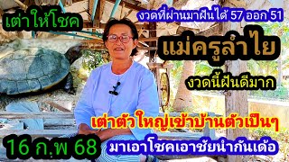 ฝันงวดที่ผ่านมา57ออก51(ตามด่วน16 ก.พ 68)ฝันเห็นคุณยายที่เสียชีวิต/เต่าเข้าบ้านตัวเป็นๆ#แม่ครูลำไย