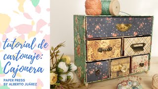 TUTORIAL CARTONAJE: CAJONERA VINTAGE CON  PAPER PRESS - BASICCREA