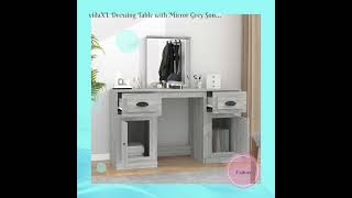 vidaXL Dressing Table with Mirror Grey Sonoma 130x50x132.5 cm