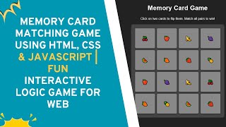 Memory Card Game with HTML, CSS & JavaScript | Step-by-Step Guide 🎮🃏