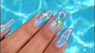 Trying Korean Aurora Agua \u0026 Shattered Glass Gel Nails for the First Time (ASMR \u0026 SOFT SPOKEN) !