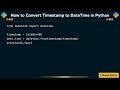 How to Convert Timestamp to DateTime in Python