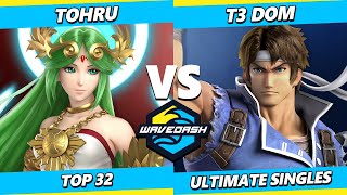 Wavedash 2023 - Tohru (Palutena) Vs. T3 DOM (Richter) Smash Ultimate - SSBU