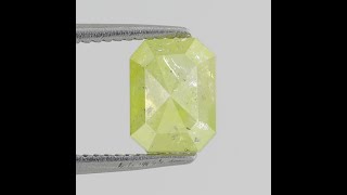 1.38 CT Fancy Beautiful Yellowish Half Cut Flat Back Emerald Shaped Salt and Pepper Diamond