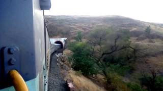 Train no 16210 Mys Aii Ajmer Express crossing 3 tunnels between  Miraj jn and Pune jn .