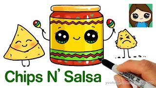 How to Draw Chips and Salsa Easy | Cute Snack Food